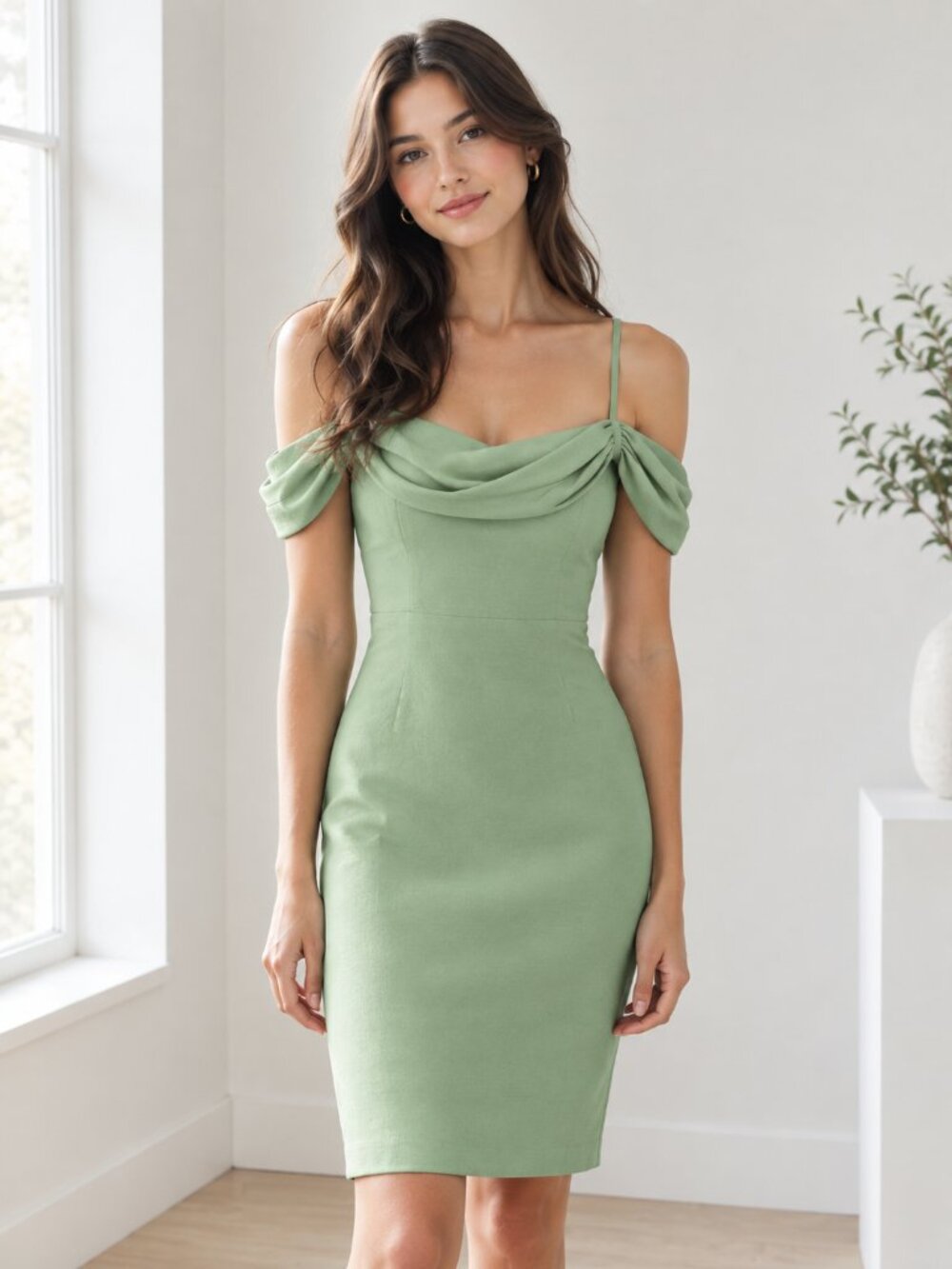 Dress the Population Vickie Off-The-Shoulder Corset Midi Dress L 0900